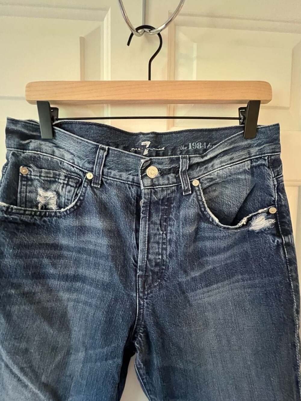 7 For All‎ Mankind The 1984 Boyfriend Raw Hem Crop Distressed Jeans